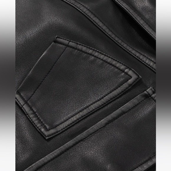 MUSINSA DIMITRI BLACK Korean Brand Authentic Washed Vegan Leather Jacket Black - Picture 9 of 15